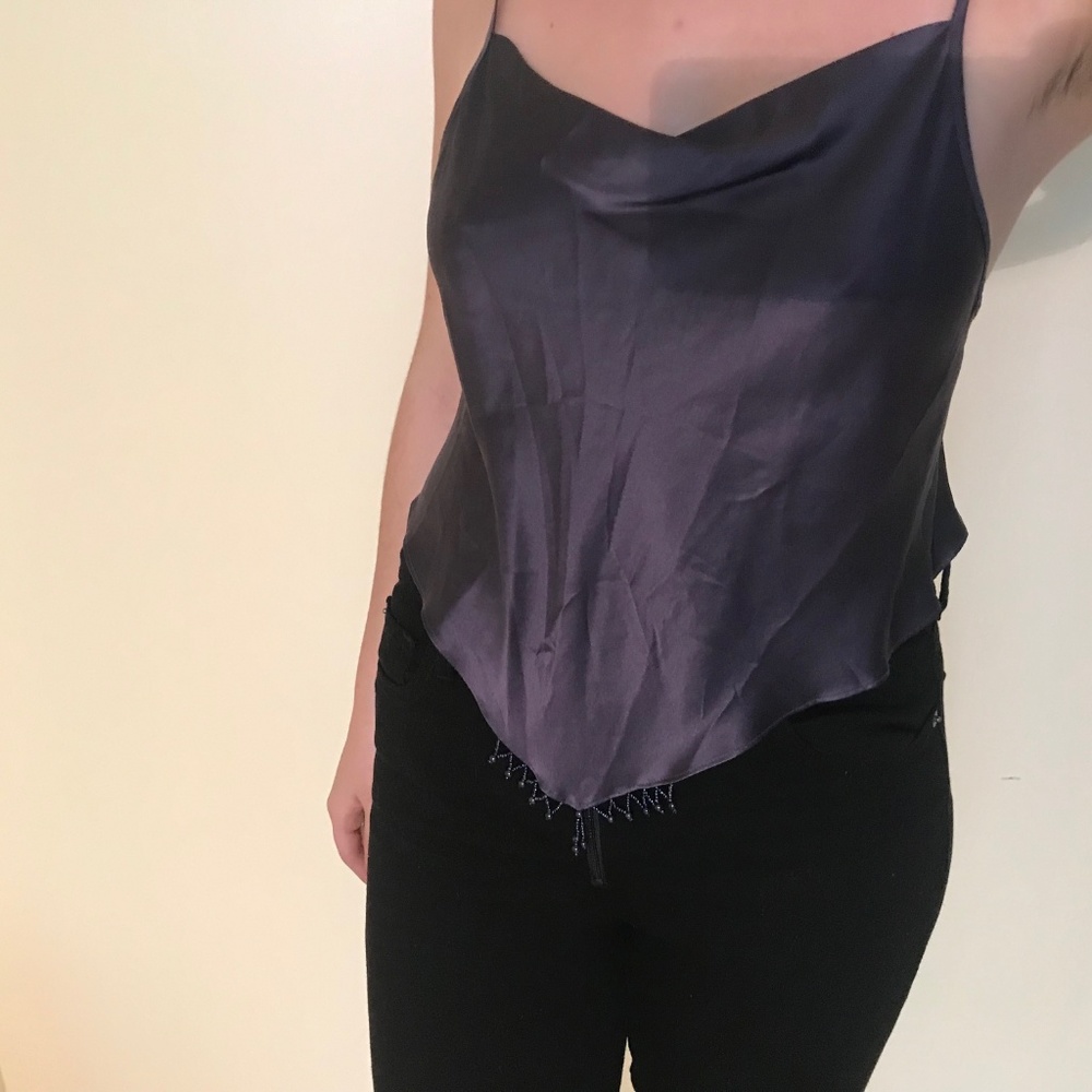 Silk lavender triangle, tie back shirt